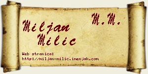 Miljan Milić vizit kartica